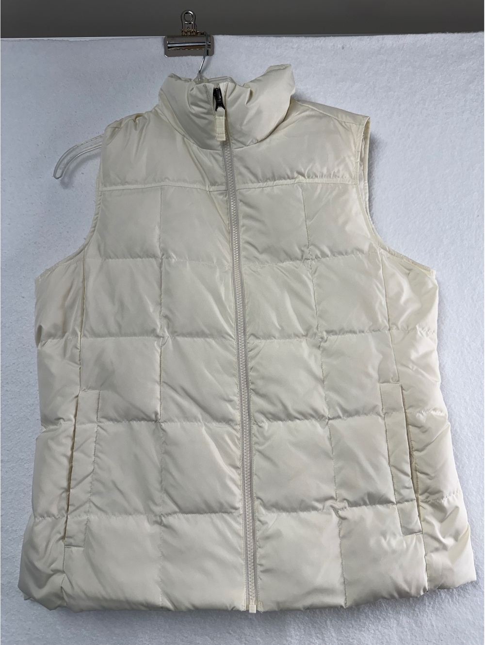 Lands' End Women's Cream White Puffer Vest Size M 10-12 Lightweight Sleeveless